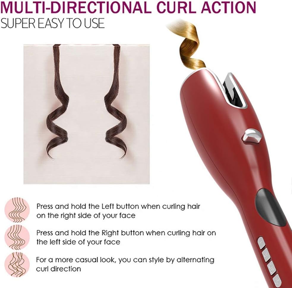 KKMNDE Fer à friser entièrement Automatique avec écran LCD, Fer à friser Professionnel Rapide, Outil de Coiffure, bigoudis à air, Fer à Cheveux Pratique (Couleur : Gris) (D)