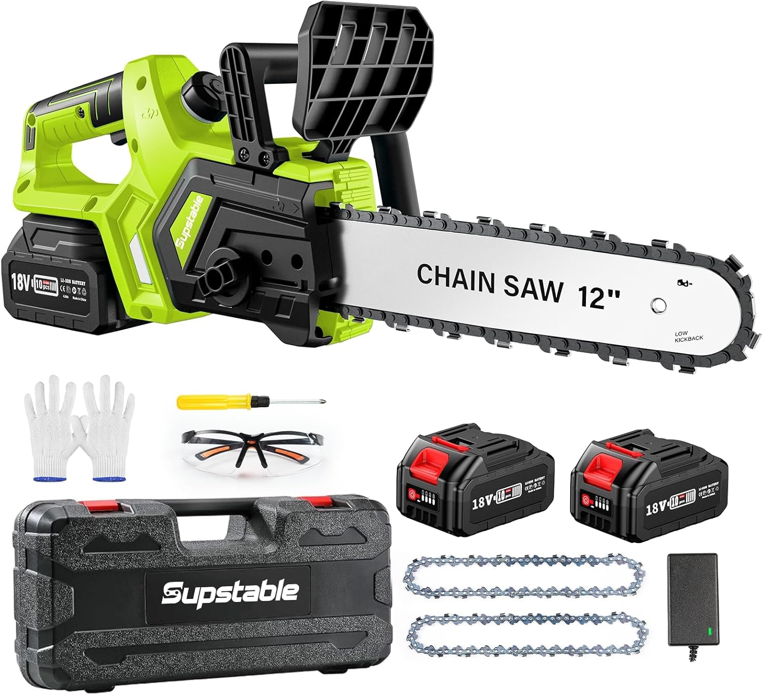 Supstable Mini Trononneuse à Batterie 6 et 8 Pouces, 8000mAh Trononneuse lectrique 900W Sans Fil, D'huile Automatique & Tension de Chane Sans Outil, Compatible avec Makita 18V