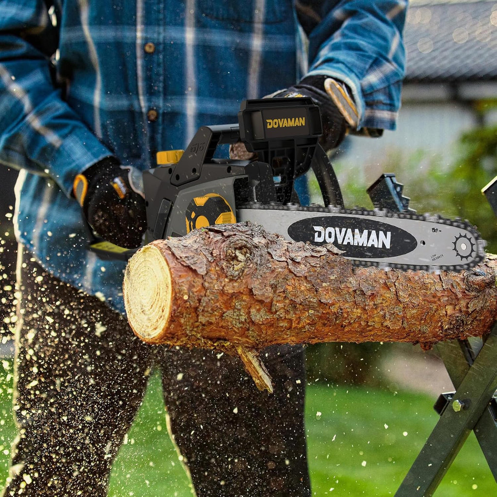 DOVAMAN Trononneuse lectrique 2400W, avec Système de Tension Automatique SDS, 40cm Guide et Chane Oregon, 15m/s Vitesse de Chane, Lubrification Automatique, Frein Mécanique, 2 Chanes - DCS01A