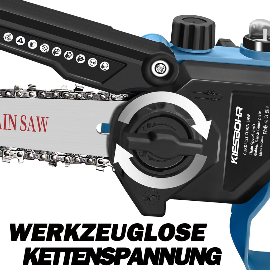 KIESBOHR Trononneuse sans balais 6 pouces avec lubrification améliorée de la chane, compatible avec la batterie Makita 18V（sans batterie ni chargeur）