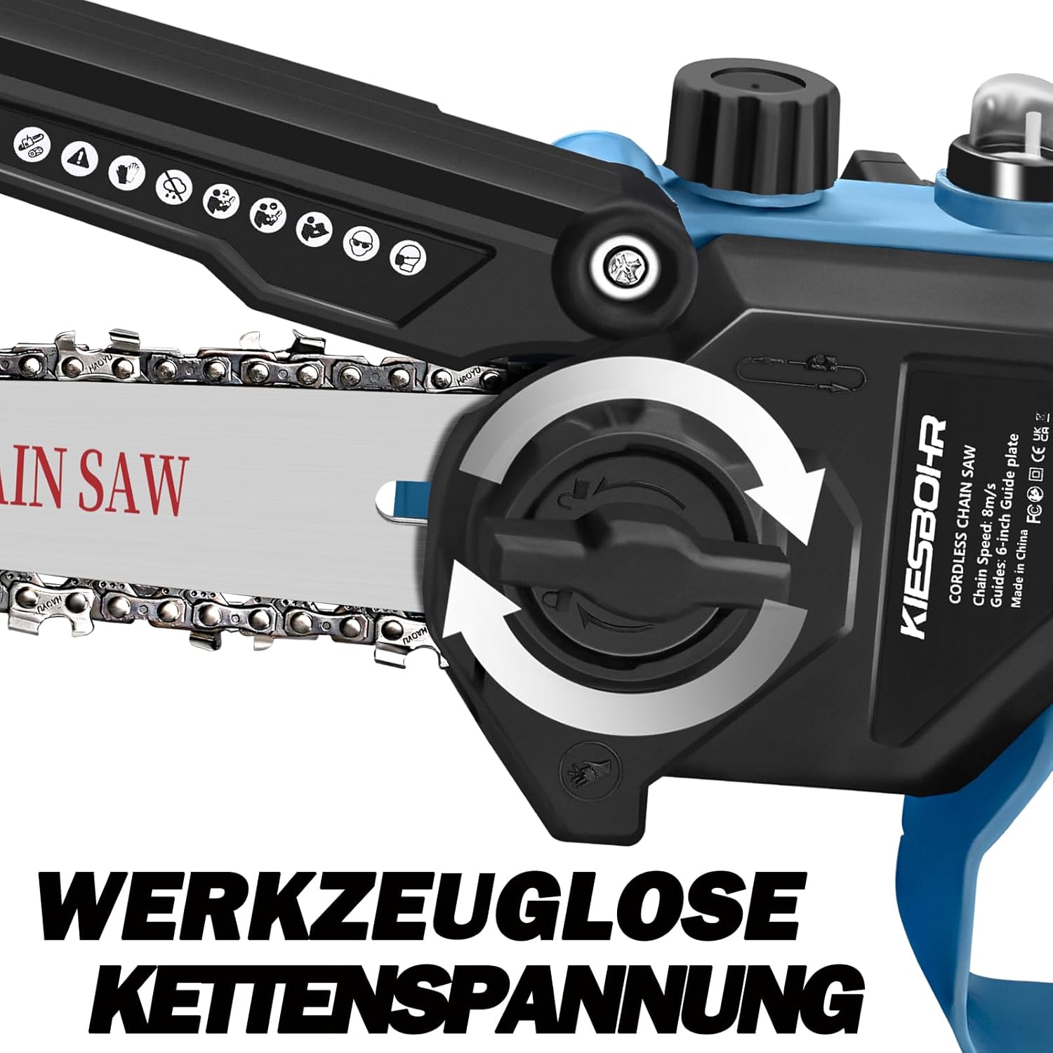 KIESBOHR Trononneuse sans balais 6 pouces avec lubrification améliorée de la chane, compatible avec la batterie Makita 18V（sans batterie ni chargeur）