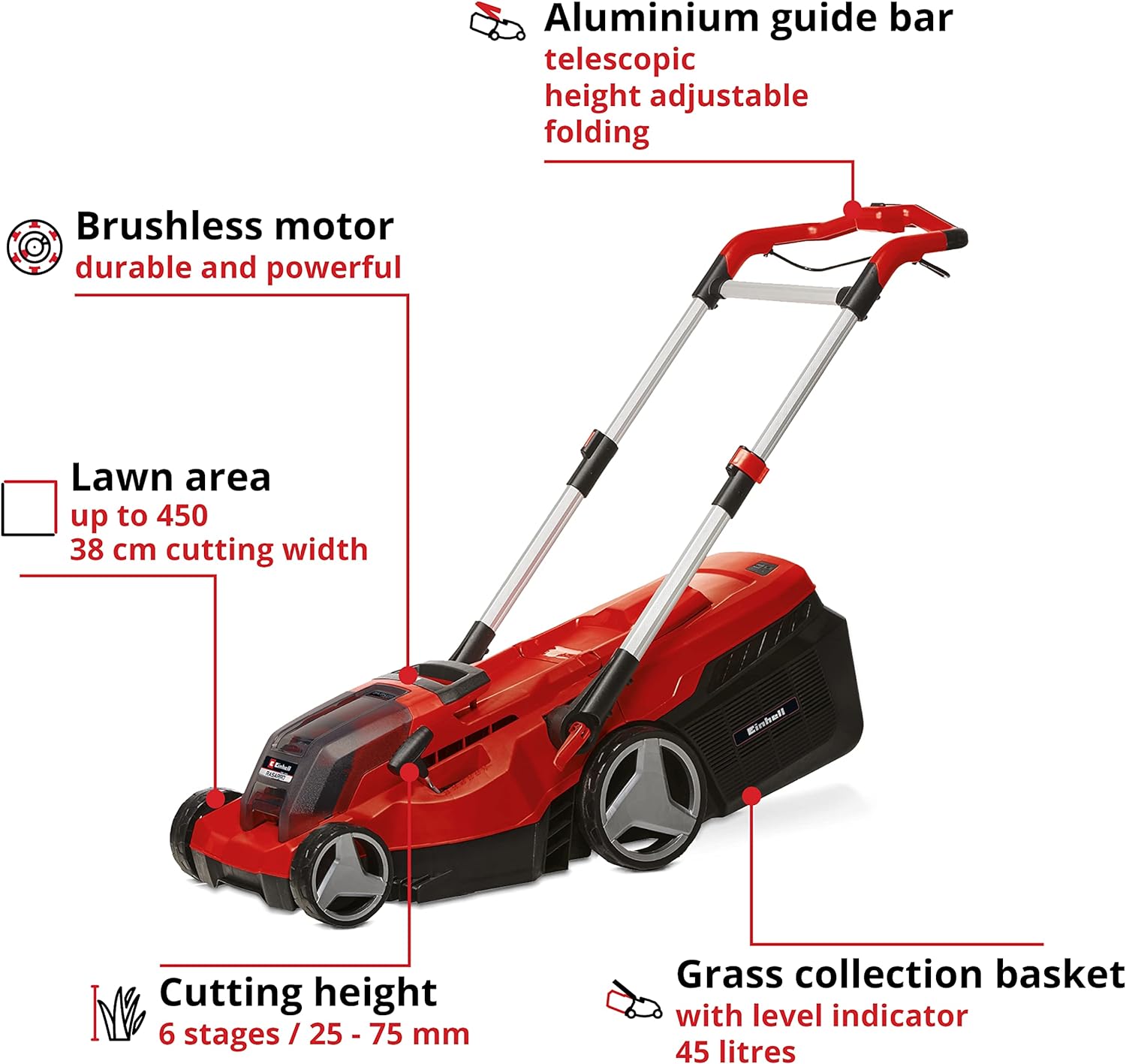 Tondeuse à gazon sans fil Einhell Power X-Change RASARRO 36/38 avec batterie