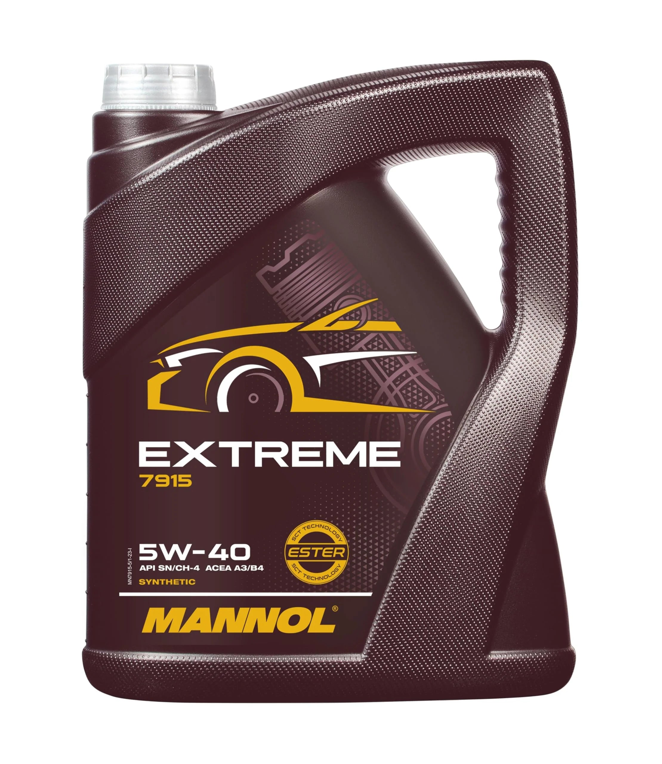Mannol - 7915 Extreme Huile Moteur synthétique - 5W40 - ACEA A3/B4 - API SN/CH-4 - 5 l, Jaune/brun