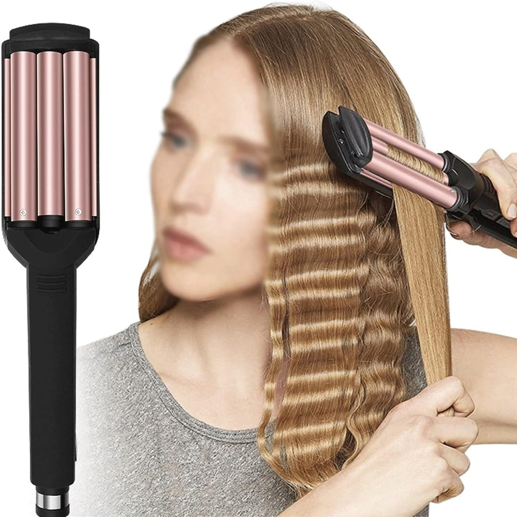 KKMNDE Baguettes à friser Les Cheveux, Styler Les Cheveux, Outils de Coiffure, bigoudis électriques, Outils Professionnels pour Cheveux, Fer à friser en céramique Triple Baril