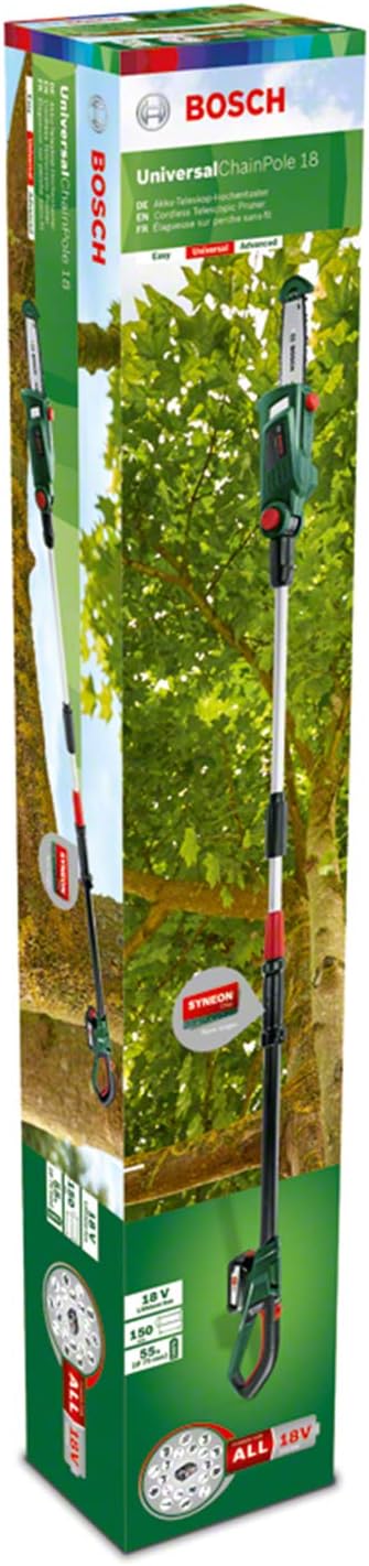 Bosch Home and Garden 06008B3170 Home and Garden UniversalChainPole 18 Cordless Telescopic Chainsaw with 18 V Lithium-Ion Battery