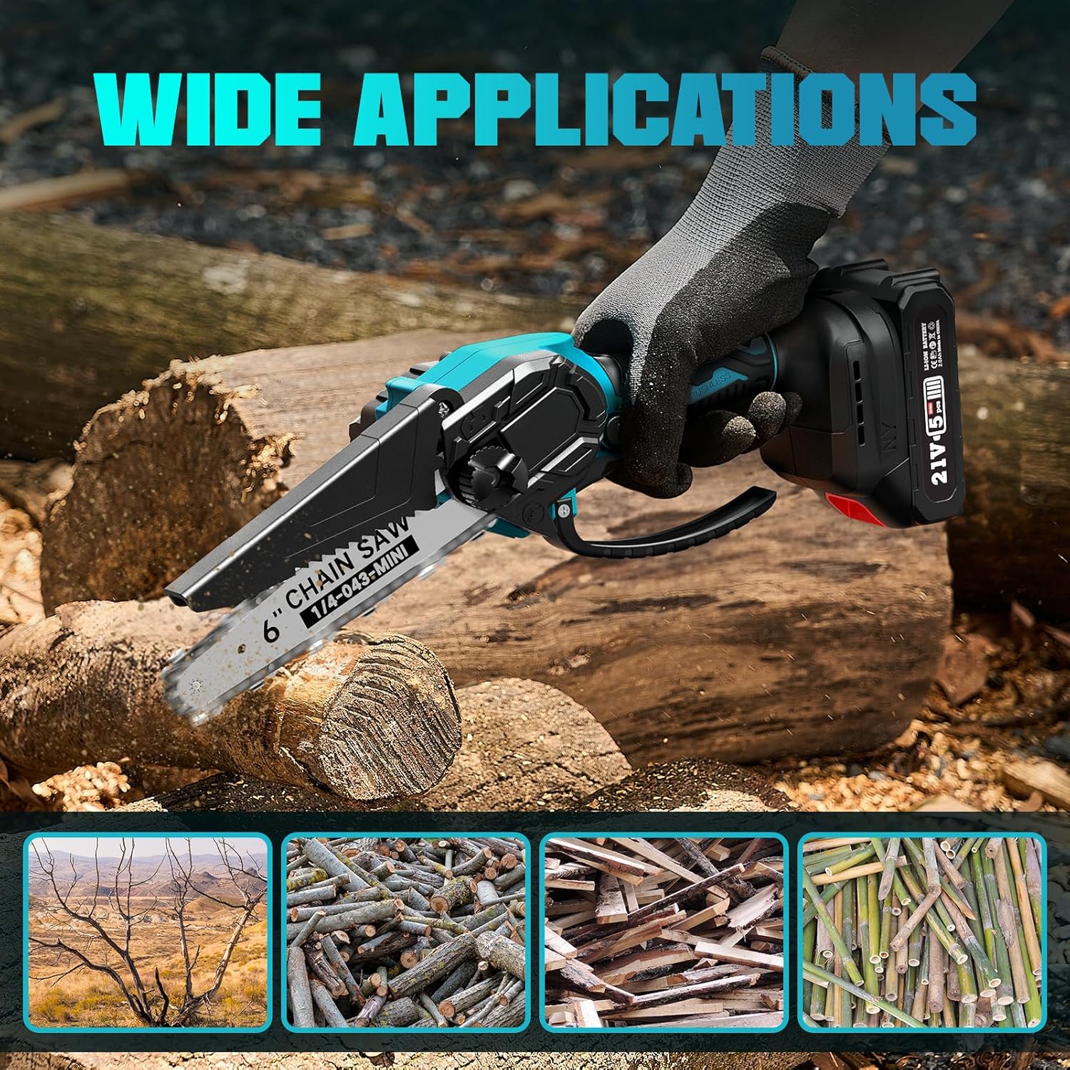 Supstable Mini Trononneuse à Batterie 6 et 8 Pouces, 8000mAh Trononneuse lectrique 900W Sans Fil, D'huile Automatique & Tension de Chane Sans Outil, Compatible avec Makita 18V