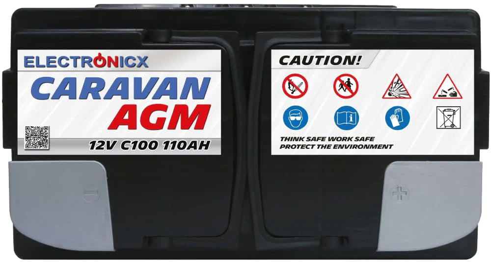 Batterie AGM pour caravane 110 Ah 12 V pour caravane et batterie solaire – Batteries 12 V 110 Ah pour camping, camping-car, bateau, système solaire, batterie Deep Electronicx.