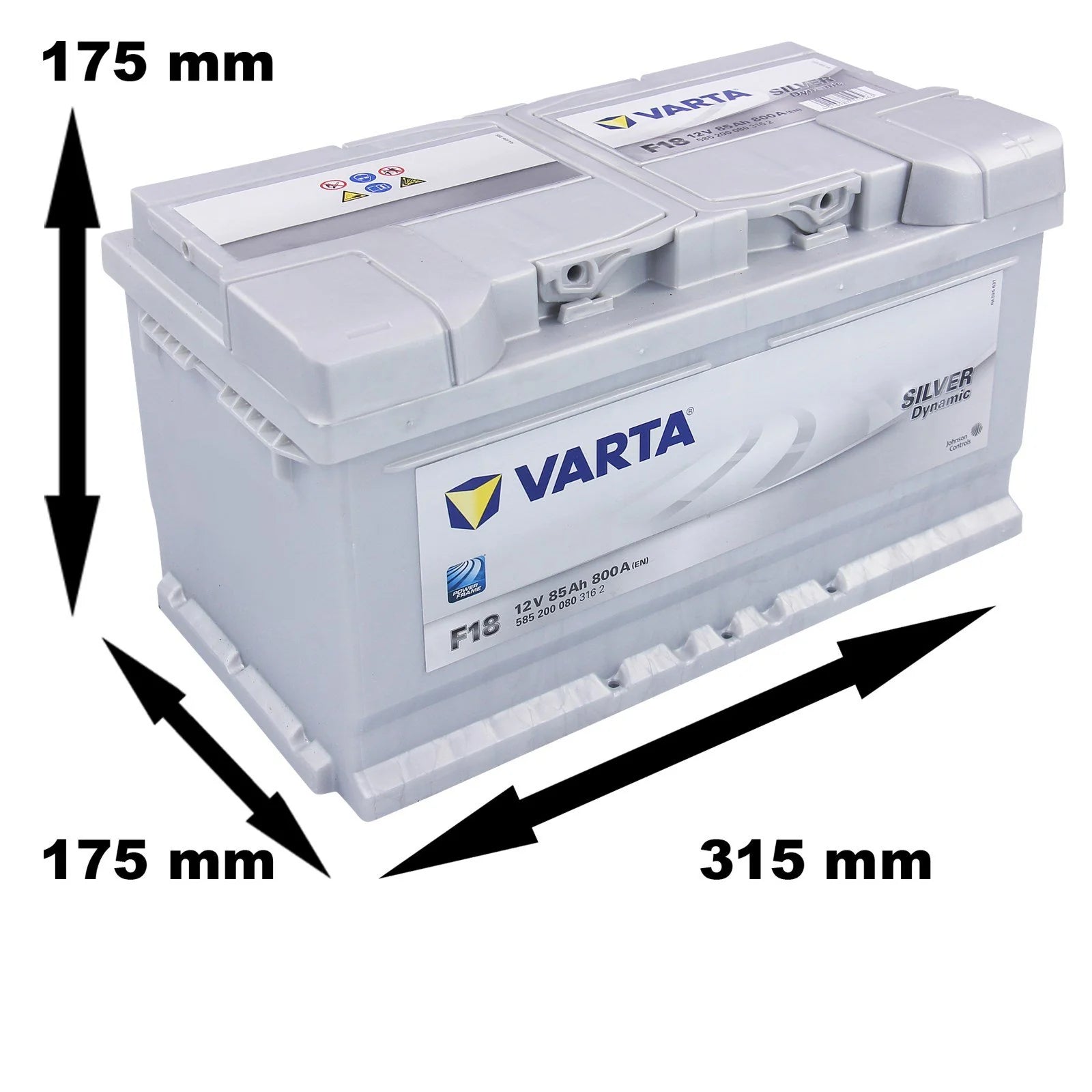 Varta Silver Dynamic F18 Batterie Voitures, 12 V 85Ah 800 Amps (En)