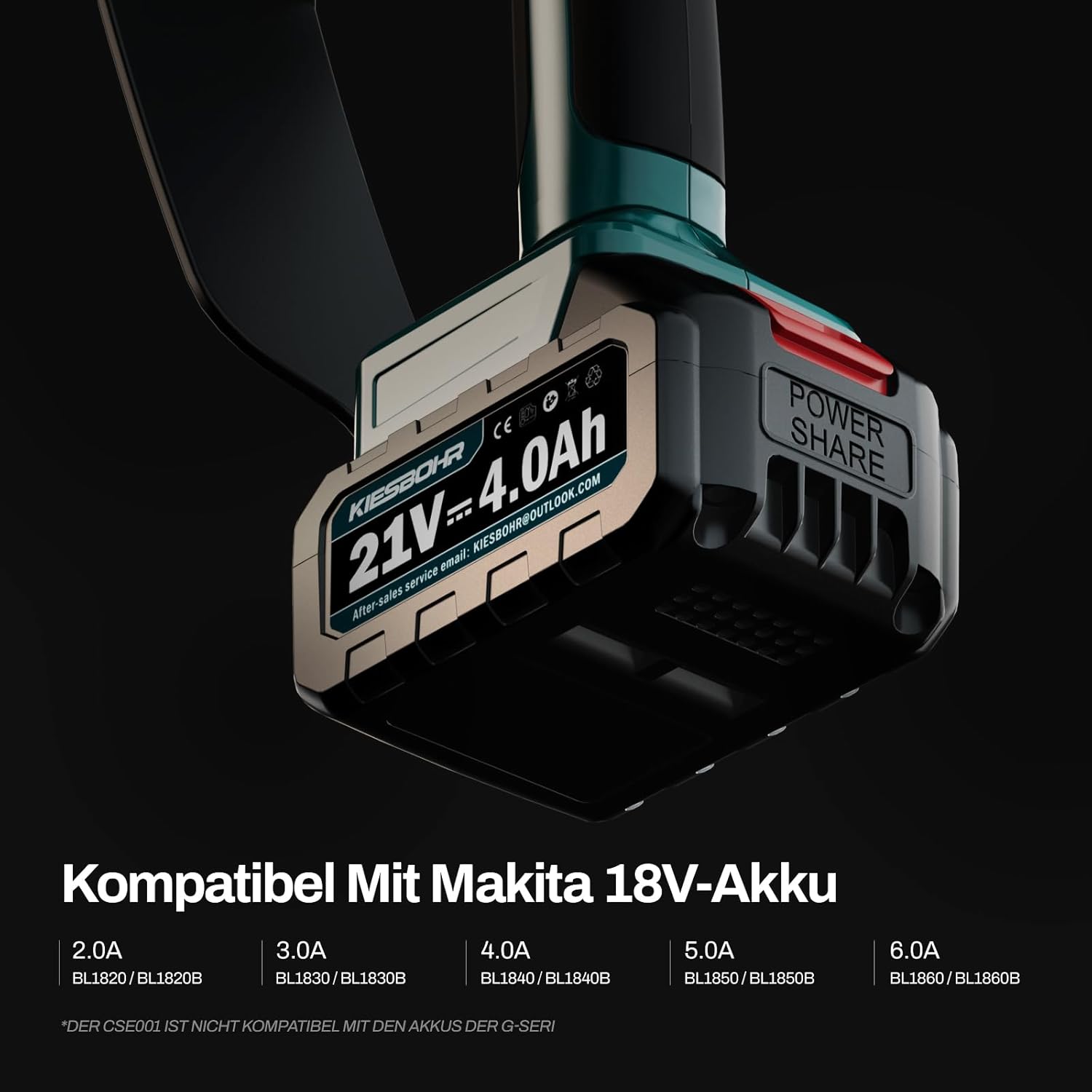 KIESBOHR Trononneuse sans balais 6 pouces avec lubrification améliorée de la chane, compatible avec la batterie Makita 18V（sans batterie ni chargeur）