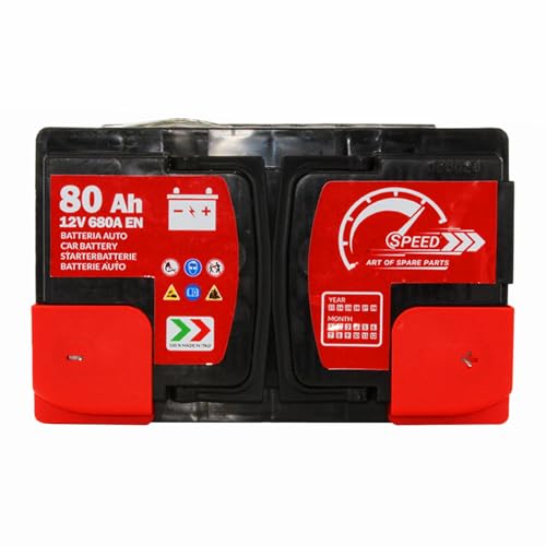 Speed ​​Batterie de démarrage pour voiture, d'origine Speed ​​L3, 12 V 80 Ah 680 A, pôle positif à droite (278 x 190 x 175 mm)