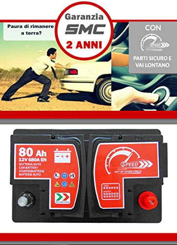 Speed ​​Batterie de démarrage pour voiture, d'origine Speed ​​L3, 12 V 80 Ah 680 A, pôle positif à droite (278 x 190 x 175 mm)