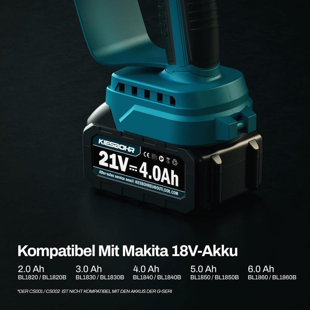 KIESBOHR Trononneuse sans balais 6 pouces avec lubrification améliorée de la chane, compatible avec la batterie Makita 18V（sans batterie ni chargeur）