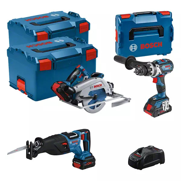 BOSCH COMBI-KIT 3 OUTILS 18V : GSB 18V-110C + GKS 18V-68GC + GSA 18V-28 + 1 BATTERIE 4,0 AH (PROCORE) + 2 BATTERIES 5,5 AH (PROCORE) + GAL 1880CV (L) PROFESSIONAL