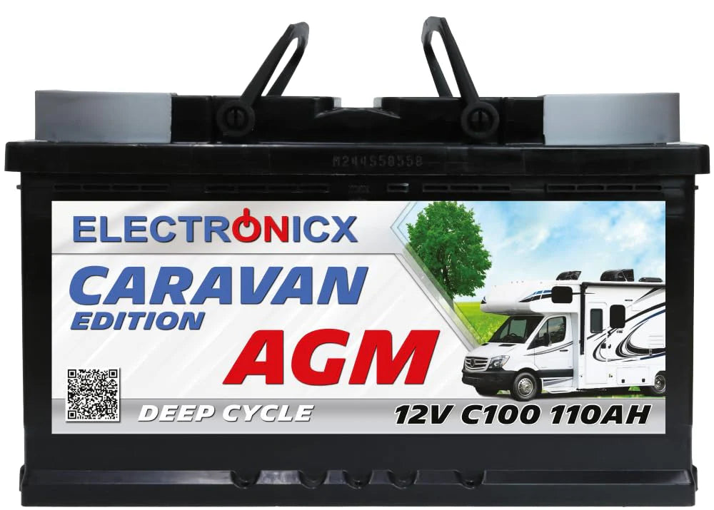Batterie AGM pour caravane 110 Ah 12 V pour caravane et batterie solaire – Batteries 12 V 110 Ah pour camping, camping-car, bateau, système solaire, batterie Deep Electronicx.
