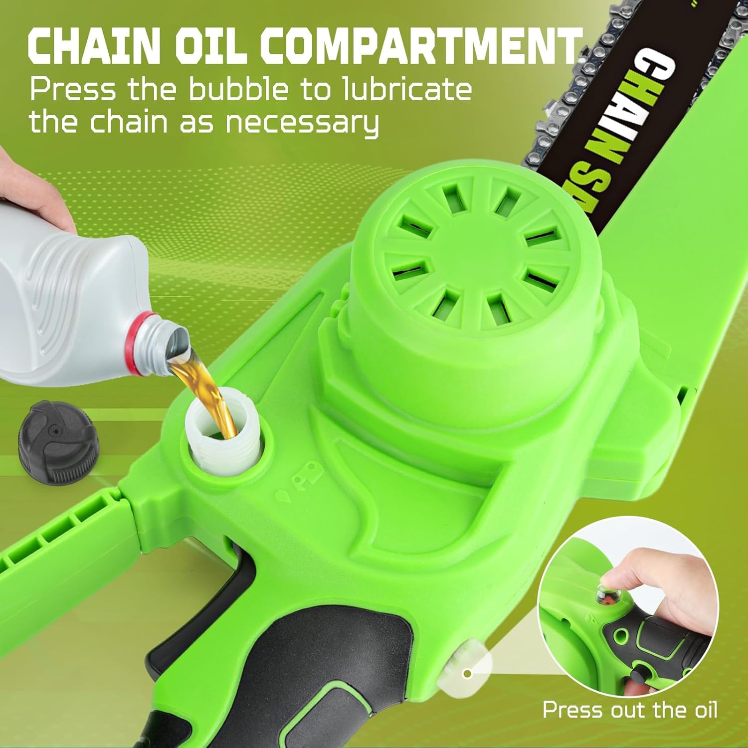 8 Pouces Mini Trononneuse lectrique Sans Fil avec Moteur Brushless, Incluant 2 Batteries de et 2 Chanes, Vitesse de Chane, pour Couper le Bois et laguer dans le Jardin