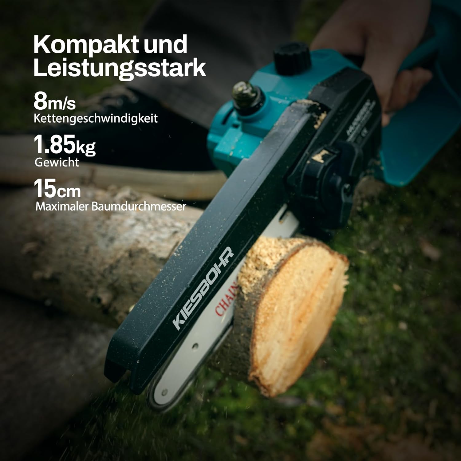 KIESBOHR Trononneuse sans balais 6 pouces avec lubrification améliorée de la chane, compatible avec la batterie Makita 18V（sans batterie ni chargeur）