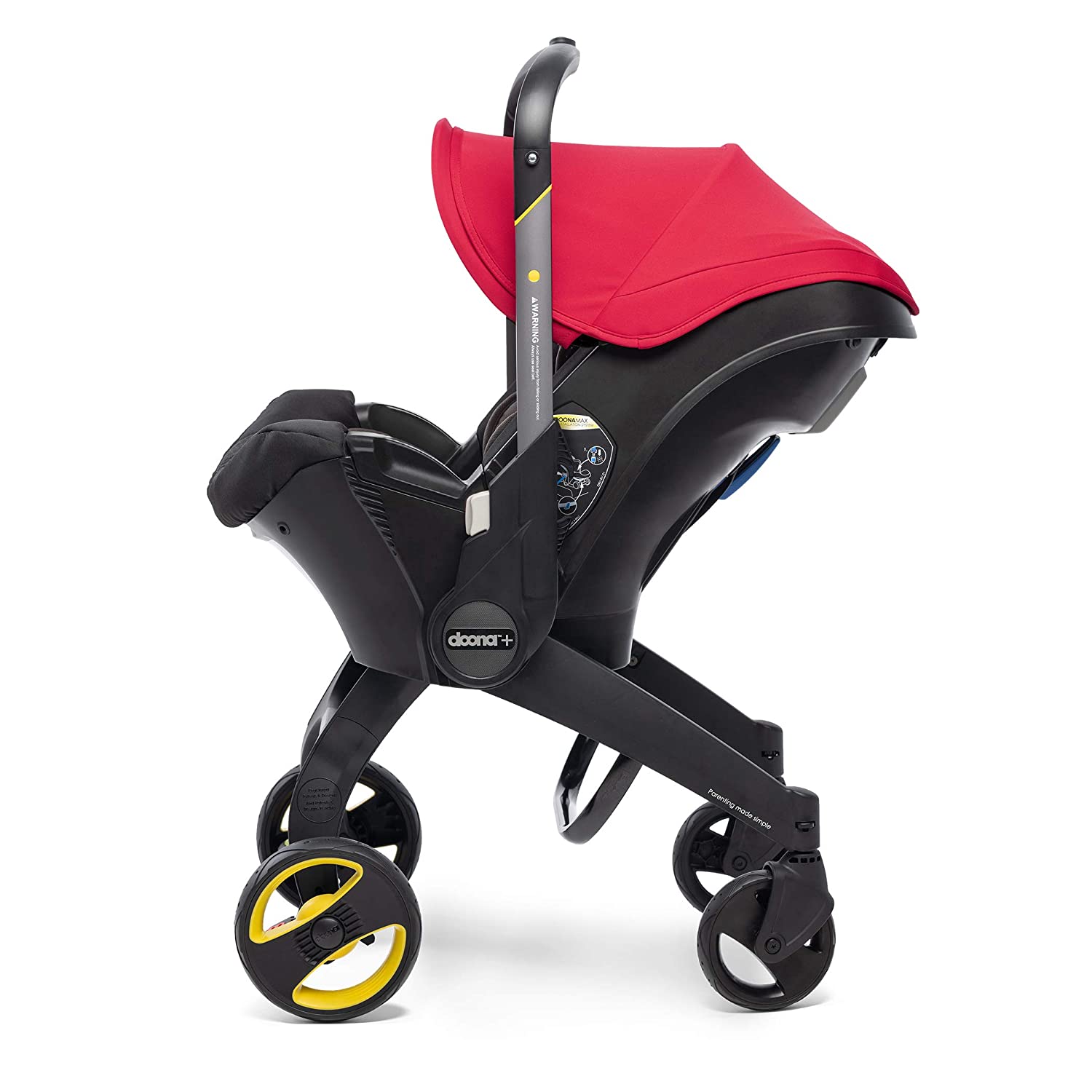 Doona Infant Car Seat & Latch Base - Car Seat to Stroller in Seconds - Flame Red, US Version