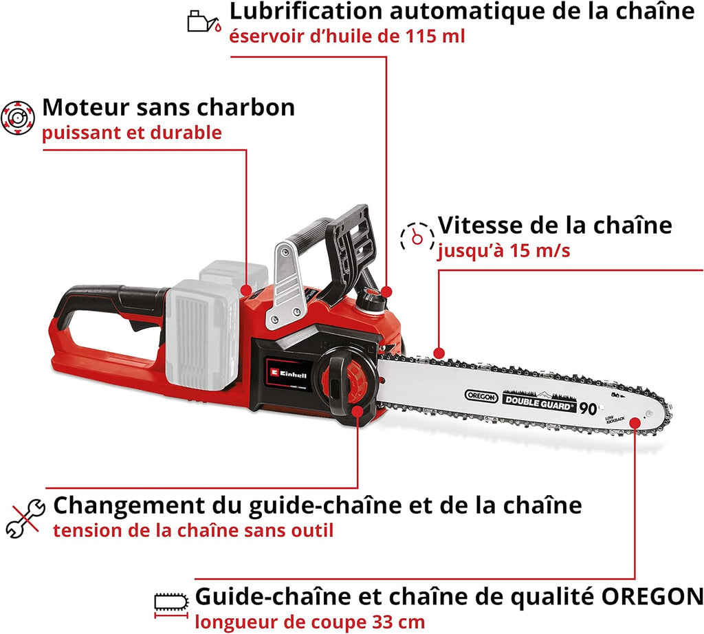 Einhell Professional Trononneuse sans fil GP-LC 36/35 Li- Solo Power X-Change (36V, Longueur de coupé 33cm, Vitesse de chaine 15m/s, moteur sans charbon) Livrée sans Batterie ni Chargeur