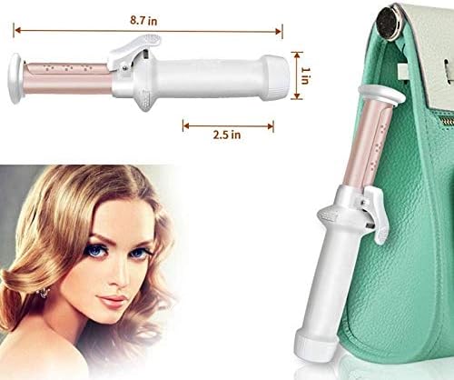 KKMNDE Fer à friser sans Fil, Baguette à friser en céramique de 1 Pouce, Mini bigoudi Professionnel 2 en 1 pour Boucles lches, Rechargeable par USB, Portable