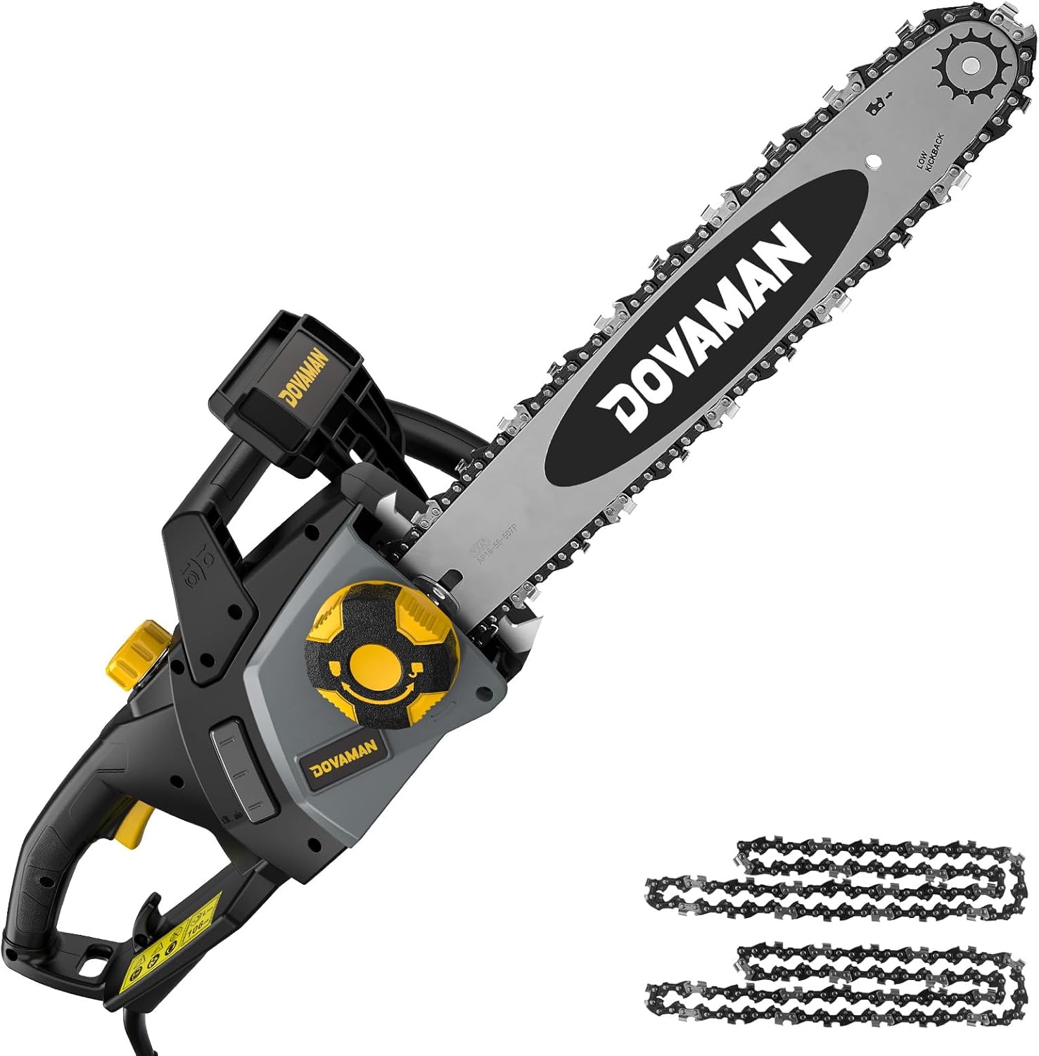 DOVAMAN Trononneuse lectrique 2400W, avec Système de Tension Automatique SDS, 40cm Guide et Chane Oregon, 15m/s Vitesse de Chane, Lubrification Automatique, Frein Mécanique, 2 Chanes - DCS01A