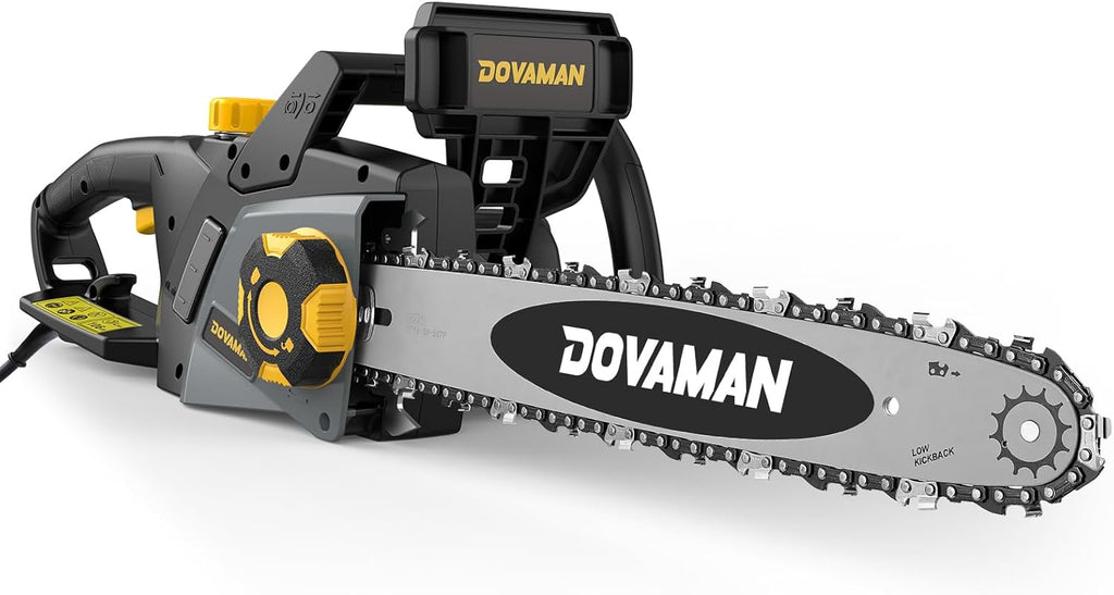 DOVAMAN Trononneuse lectrique 2400W, avec Système de Tension Automatique SDS, 40cm Guide et Chane Oregon, 15m/s Vitesse de Chane, Lubrification Automatique, Frein Mécanique, 2 Chanes - DCS01A