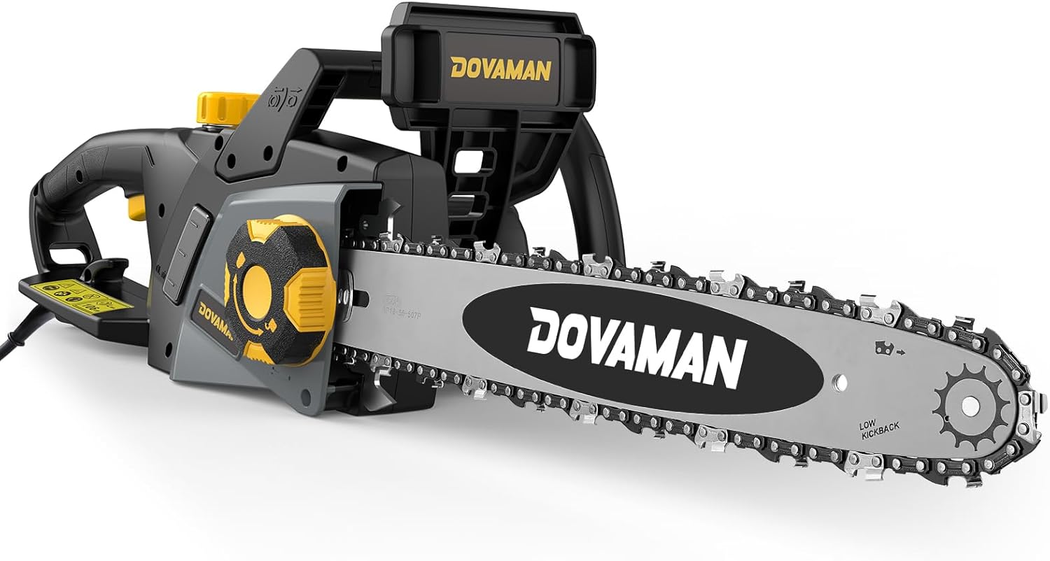 DOVAMAN Trononneuse lectrique 2400W, avec Système de Tension Automatique SDS, 40cm Guide et Chane Oregon, 15m/s Vitesse de Chane, Lubrification Automatique, Frein Mécanique, 2 Chanes - DCS01A