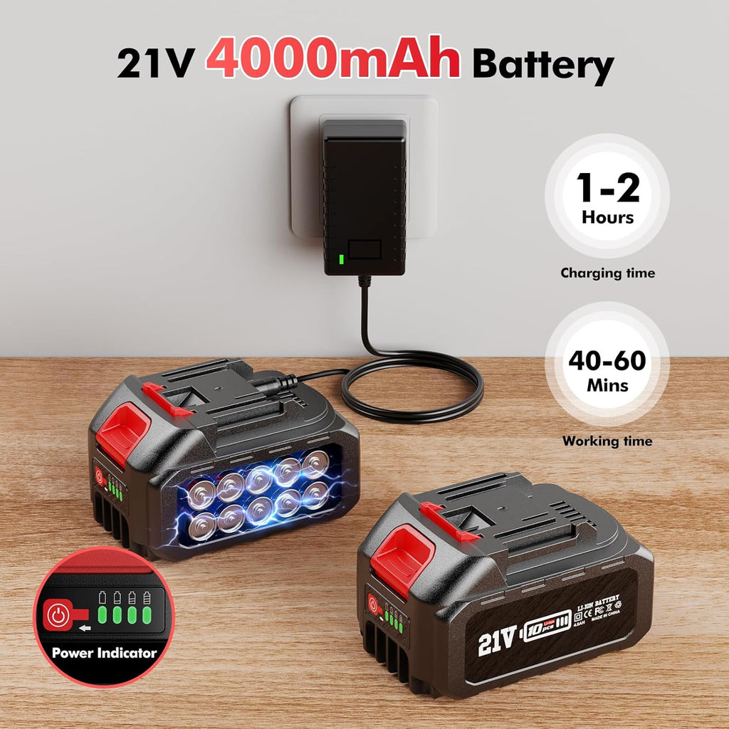 Avhrit Mini Trononneuse à Batterie, 8 Pouces, 8000 mAh Trononneuse lectrique Sans Fil Brushless avec 2 Batteries 4.0 Ah et Système de Lubrification, Idéale pour Branches, Cour et Jardin