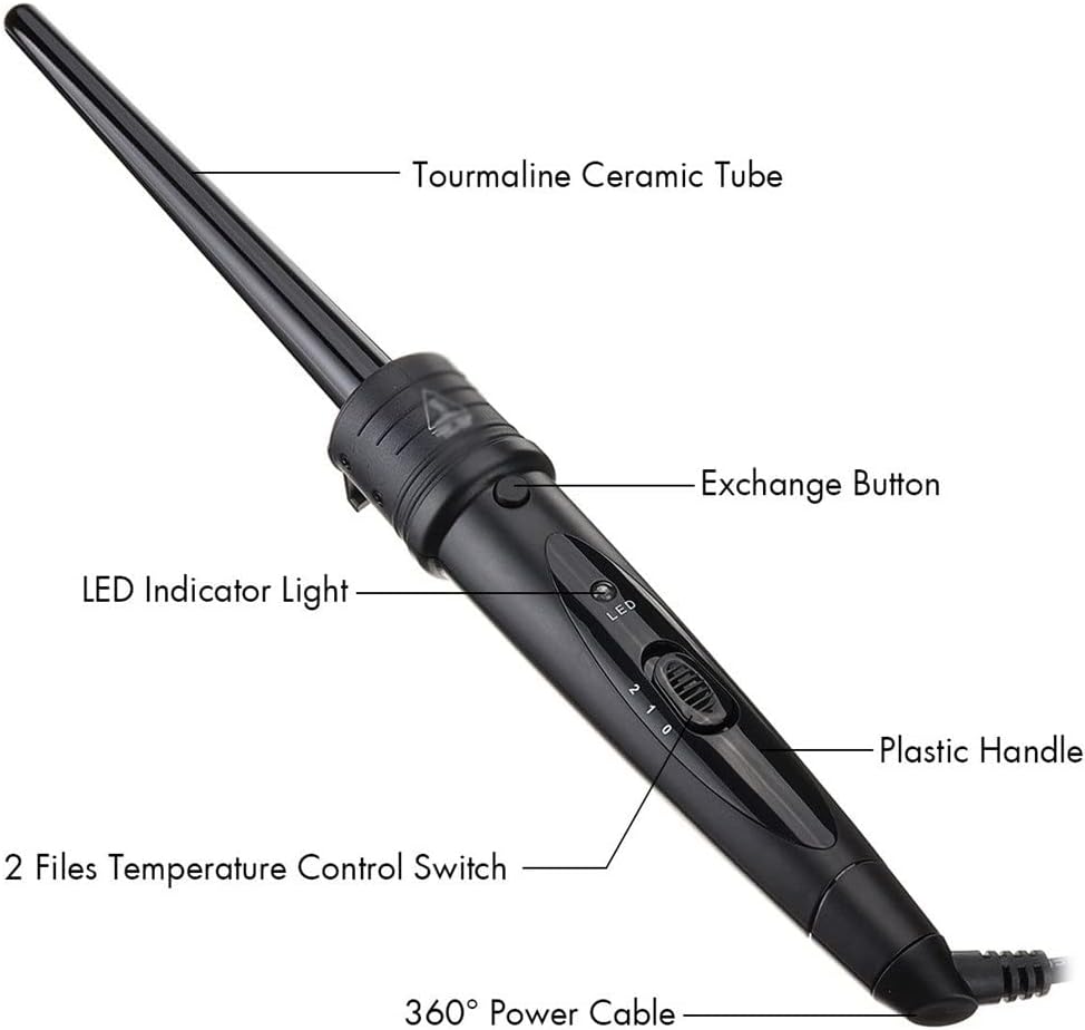 KKMNDE 6 en 1 9-32mm Interchangeable Professionnel en céramique bigoudi Rotatif Fer à friser Baguette bigoudis Soins des Cheveux Outils de Coiffure