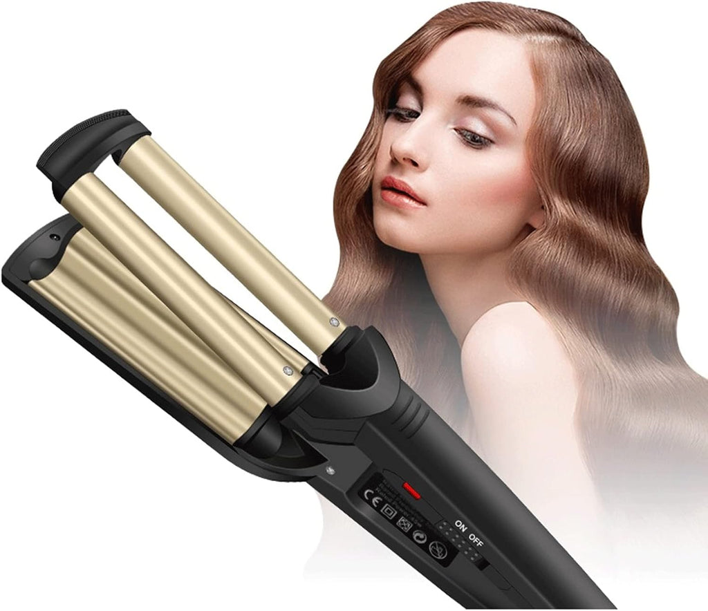 KKMNDE Baguettes à friser Les Cheveux, Styler Les Cheveux, Outils de Coiffure, bigoudis électriques, Outils Professionnels pour Cheveux, Fer à friser en céramique Triple Baril