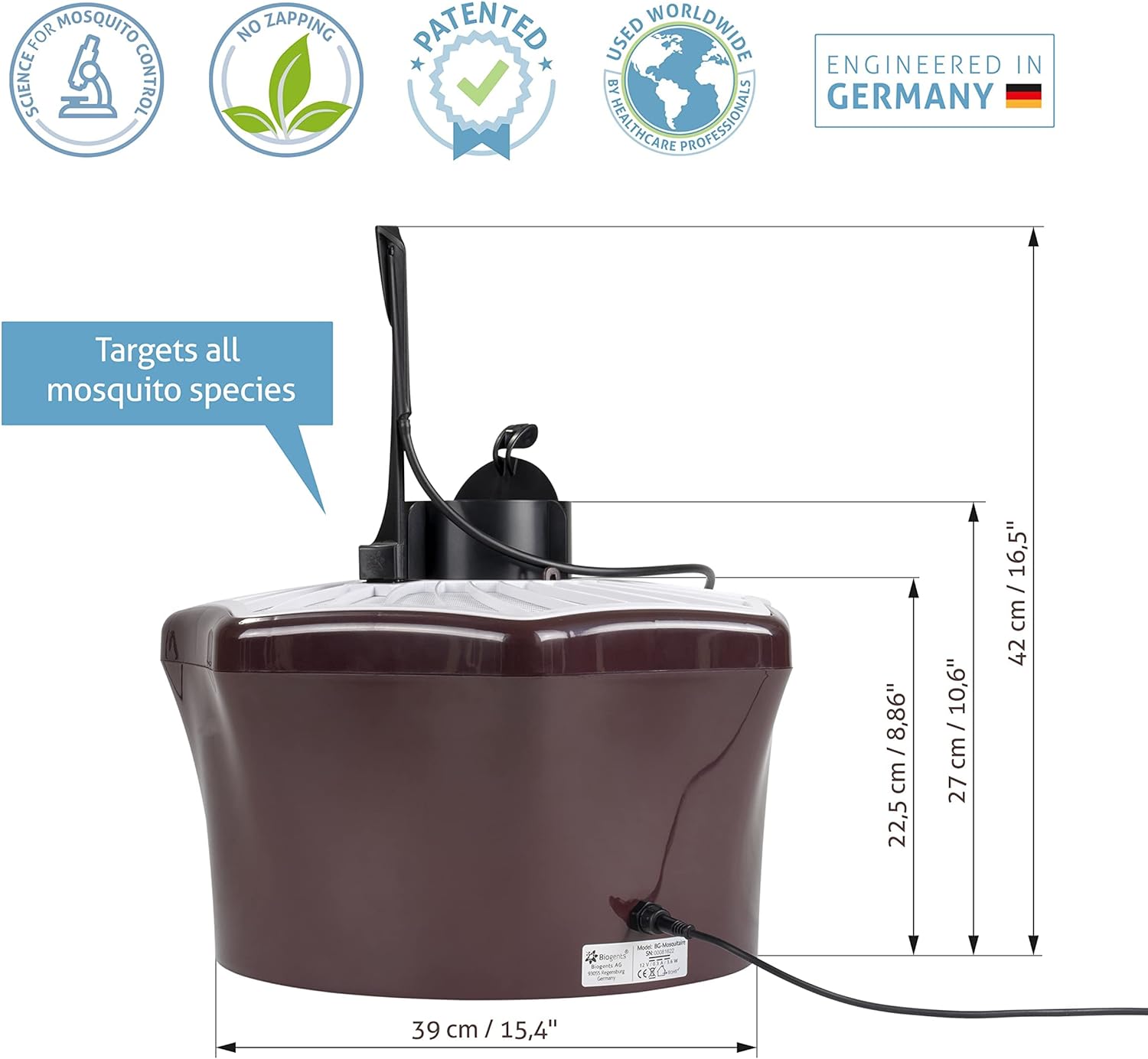 BIOGENTS Mosquitaire CO2 Mosquito Trap + BG-Sweetscent Lure & CO2 Set  Effective Against All Species  Trap, Lure & Booster For Outdoor & Patio