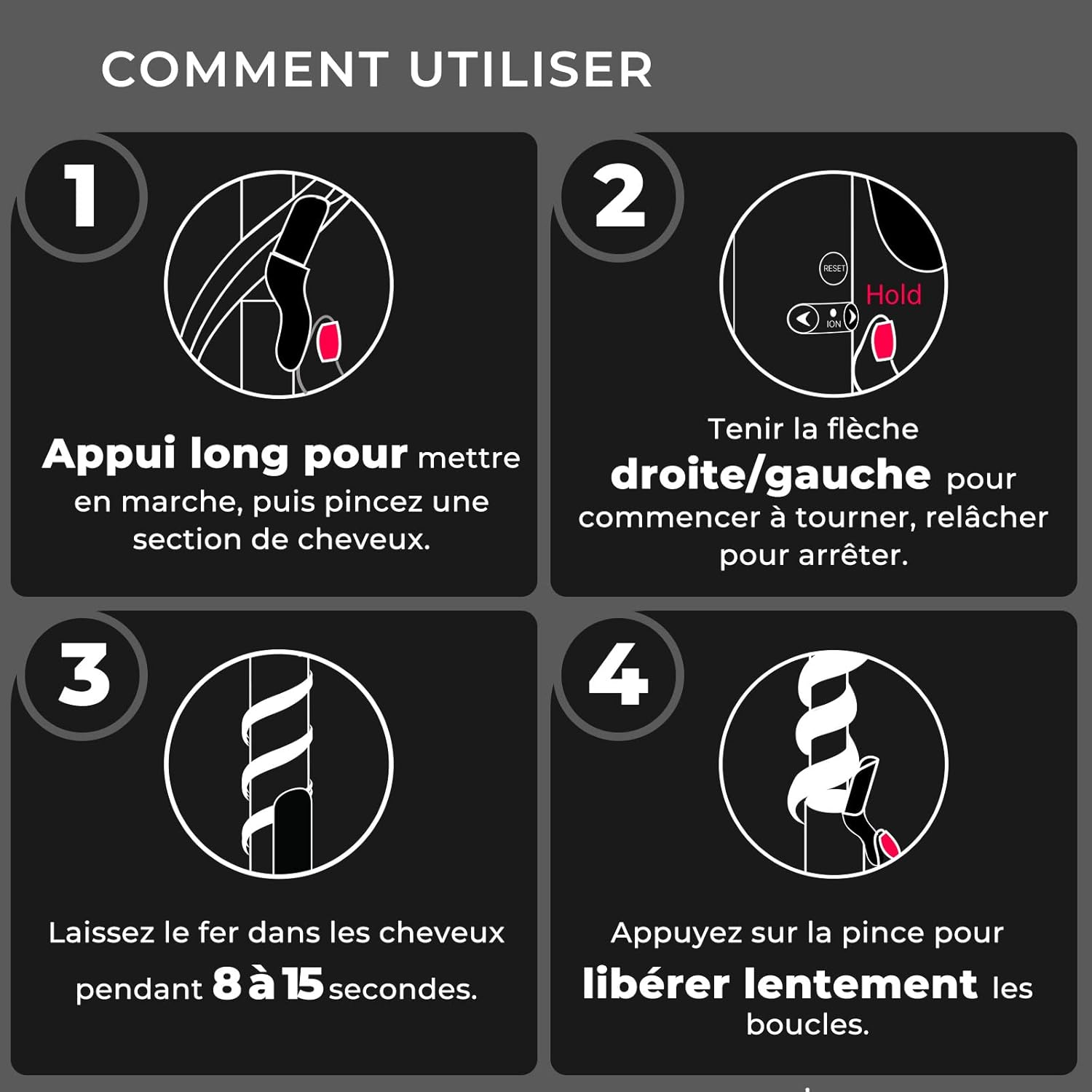 Fer à Boucler Automatique TYMO ROTA, Fer à Friser ionique rotatif de 1 1/4 pouce pour cheveux longs, avec un très grand cylindre nanotitane 5 températures réglables pour une mise plis professionnelle.