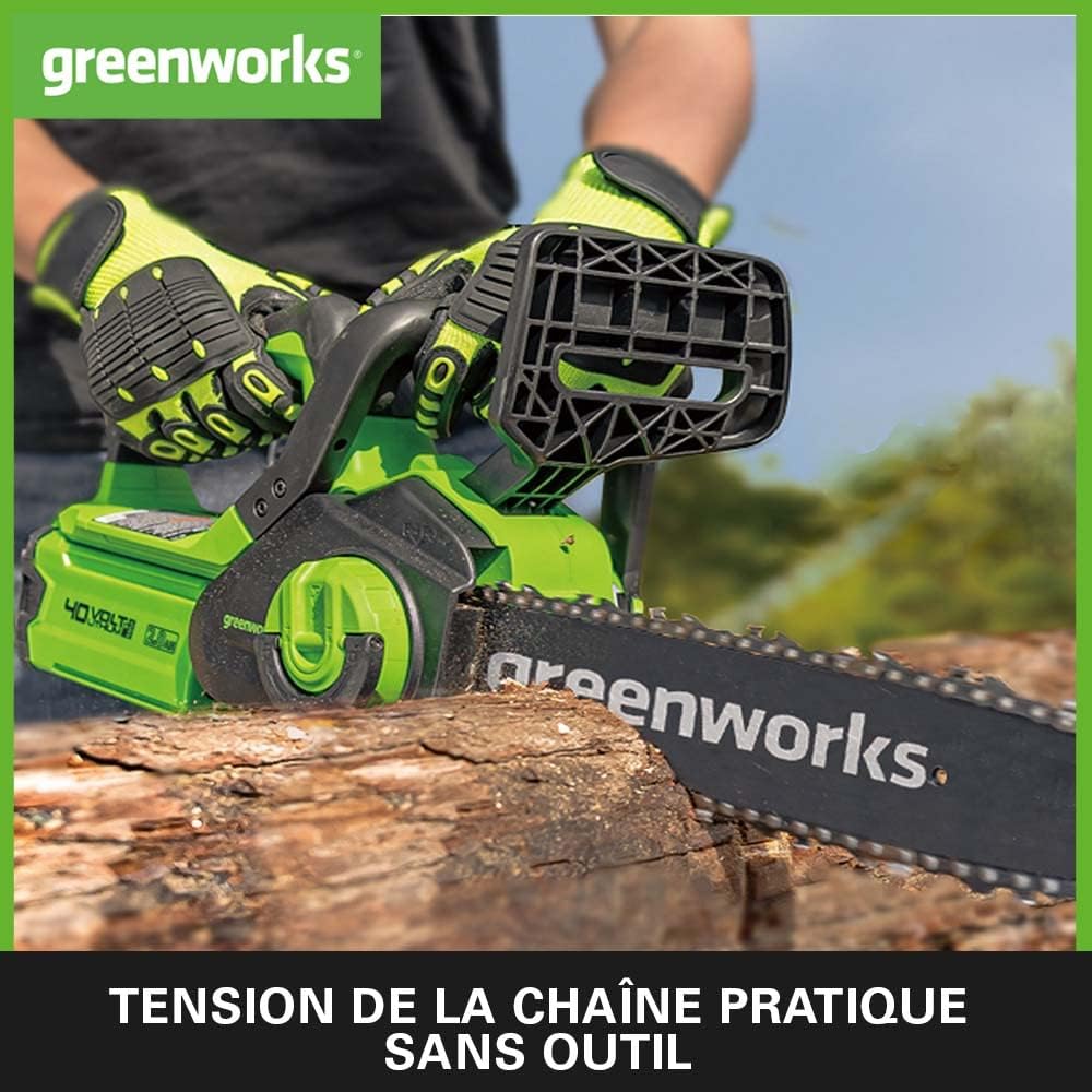 Greenworks G40CS30II Trononneuse à Batterie, Longueur Guide-Chane 12-Pouces (30 cm), Vitesse 4,2 m/s, 2,6 kg, Graisseur Automatique, SANS Batterie 40V Ni Chargeur, Garantie 3 Ans