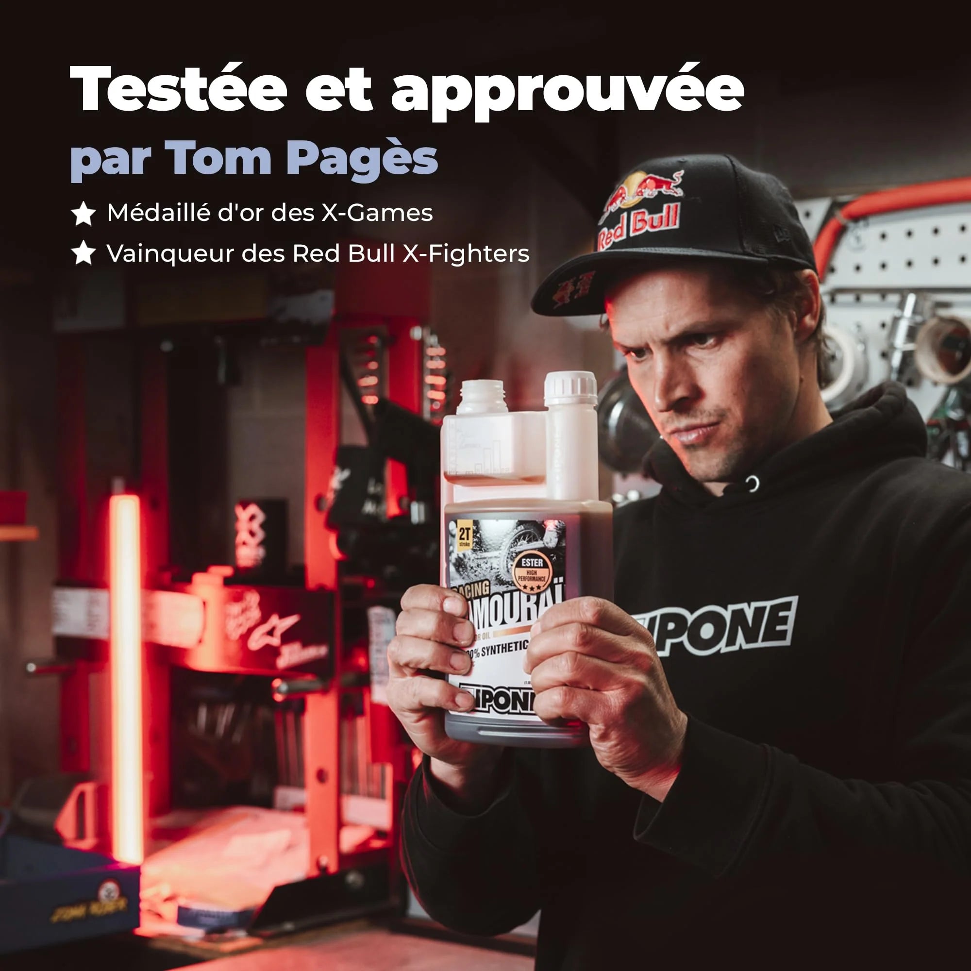 IPONE - Huile Moteur Moto 2 Temps Samouraï Racing - 100 % Synthétique avec Esters - Très Haute Performance – Compatible Mélange, Graissage Séparé, Systèmes d'injection - Bidon 5L dont 1L Offert
