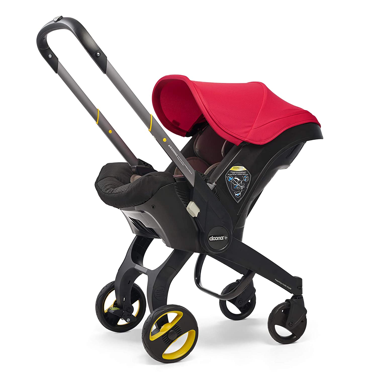 Doona Infant Car Seat & Latch Base - Car Seat to Stroller in Seconds - Flame Red, US Version