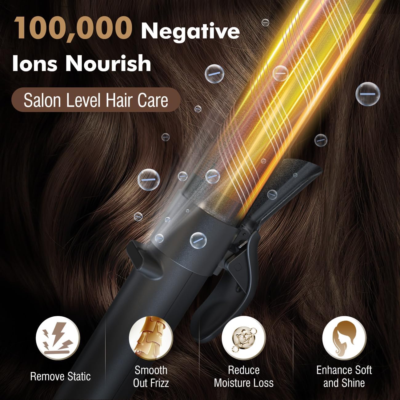 Luxspire Boucleur a Cheveux Automatique, 32mm Fer à Boucler Rotation à 360° Boucleur Automatique Revêtement en Nano Titane 120-230 TempératuresRéglable Fer à Friser pour Cheveux Longs et Moyens, Noir